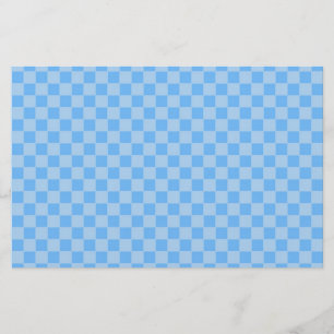 Light Blue Geometric Checkerboard Stationery