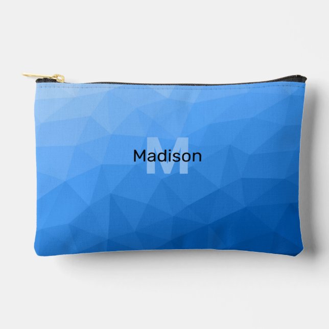 Light blue geometric mesh pattern Monogram Accessory Pouch (Front)