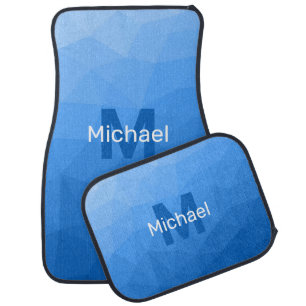 Light blue geometric mesh pattern Monogram Car Floor Mat