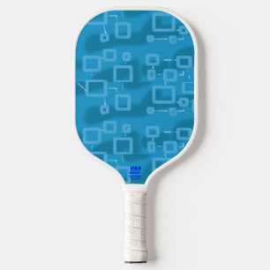 Light Blue Geometric Modern Sleek Pickleball Paddle