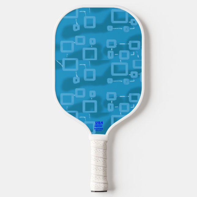 Light Blue Geometric Modern Sleek Pickleball Paddle (Front)
