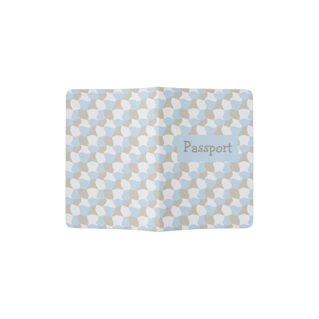 Light blue geometric pattern passport holder (Opened)