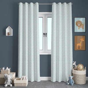 Light Blue Geometric Pattern Sheer Curtains