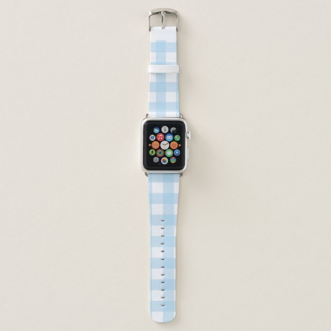 Light Blue Gingham Apple Watch Band (Front)