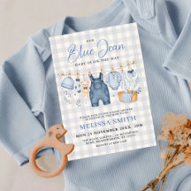 Light Blue Gingham Blue Jean Baby Denim Shower