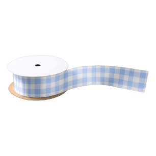 Light Blue Gingham Checks Pattern Satin Ribbon