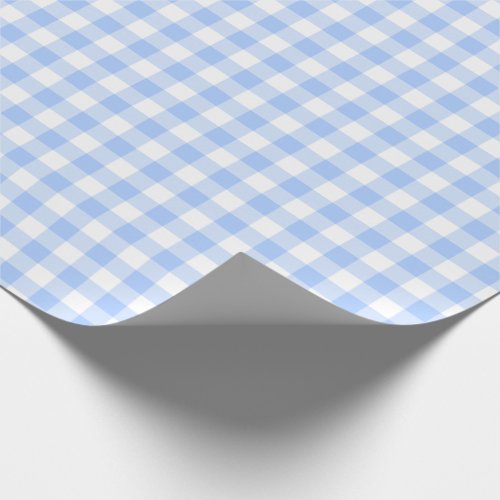 Light Blue Gingham Checks Pattern Wrapping Paper