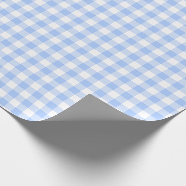 Light Blue Gingham Checks Pattern Wrapping Paper (Corner)