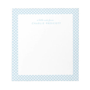 Light blue gingham cute simple personalized notepad