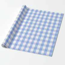 Light Blue Gingham Garden Party Wrapping Paper
