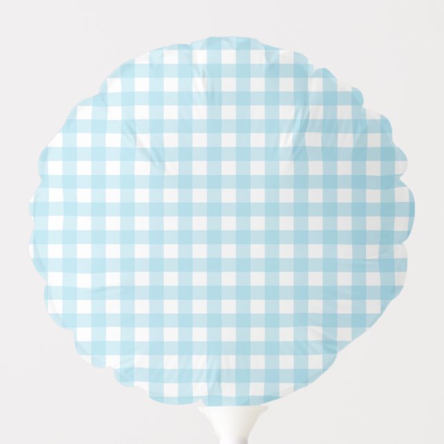 Light Blue Gingham Pastel Pattern Balloon (Front)
