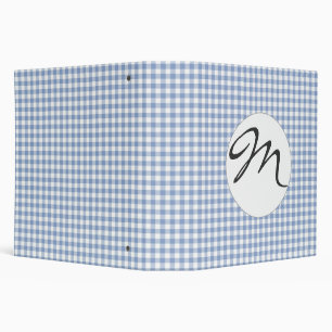 Light Blue Gingham Pattern Classic Checkered Print Binder