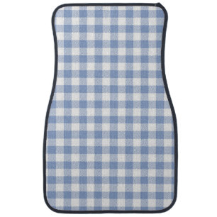 Light Blue Gingham Pattern Classic Checkered Print Car Mat