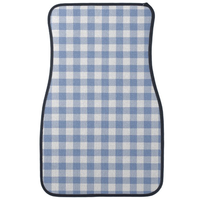 Light Blue Gingham Pattern Classic Checkered Print Car Mat (Front)