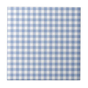 Light Blue Gingham Pattern Classic Checkered Print Ceramic Tile