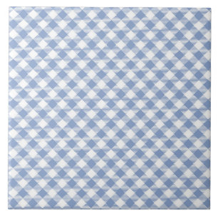 Light Blue Gingham Pattern Classic Checkered Print Ceramic Tile