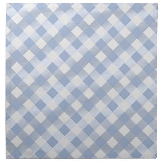 Light Blue Gingham Pattern Classic Checkered Print Cloth Napkin (Front)