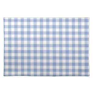 Light Blue Gingham Pattern Classic Checkered Print Cloth Placemat