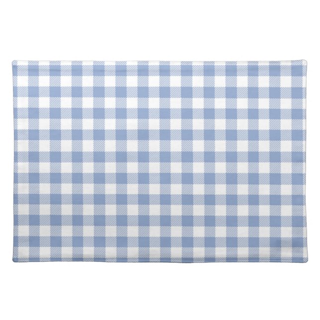 Light Blue Gingham Pattern Classic Checkered Print Cloth Placemat (Front)