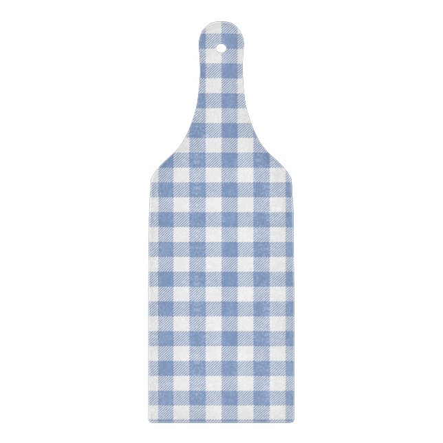 Light Blue Gingham Pattern Classic Checkered Print Cutting Board (Front)