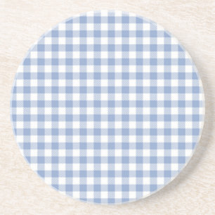 Light Blue Gingham Pattern Classic Checkered Print Drink Coaster