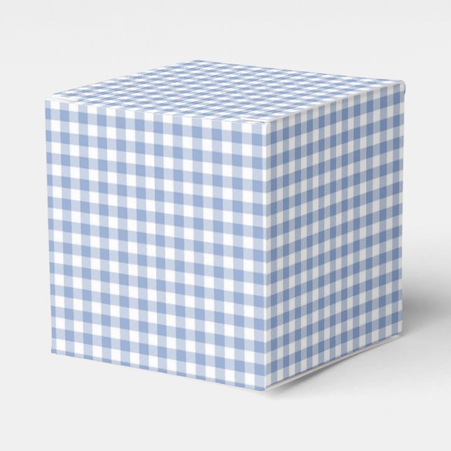 Light Blue Gingham Pattern Classic Checkered Print Favor Boxes (Front Side)