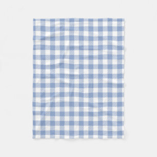 Light Blue Gingham Pattern Classic Checkered Print Fleece Blanket