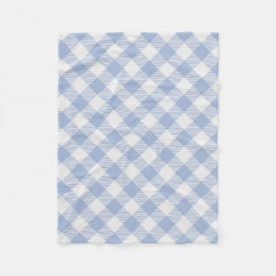 Light Blue Gingham Pattern Classic Checkered Print Fleece Blanket