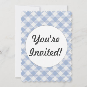 Light Blue Gingham Pattern Classic Checkered Print Invitation