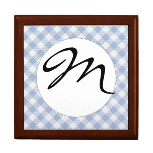 Light Blue Gingham Pattern Classic Checkered Print Jewelry Box