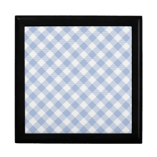 Light Blue Gingham Pattern Classic Checkered Print Keepsake Box