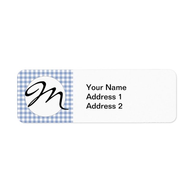 Light Blue Gingham Pattern Classic Checkered Print Label (Front)