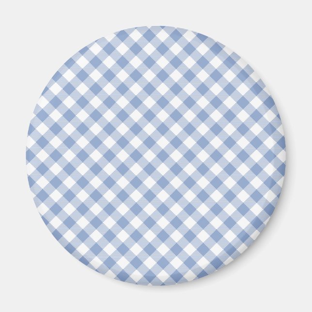 Light Blue Gingham Pattern Classic Checkered Print Magnet (Front)