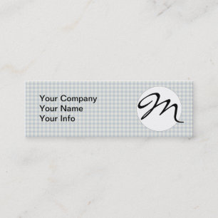 Light Blue Gingham Pattern Classic Checkered Print Mini Business Card