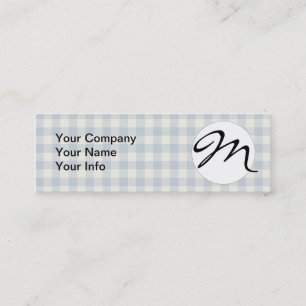Light Blue Gingham Pattern Classic Checkered Print Mini Business Card