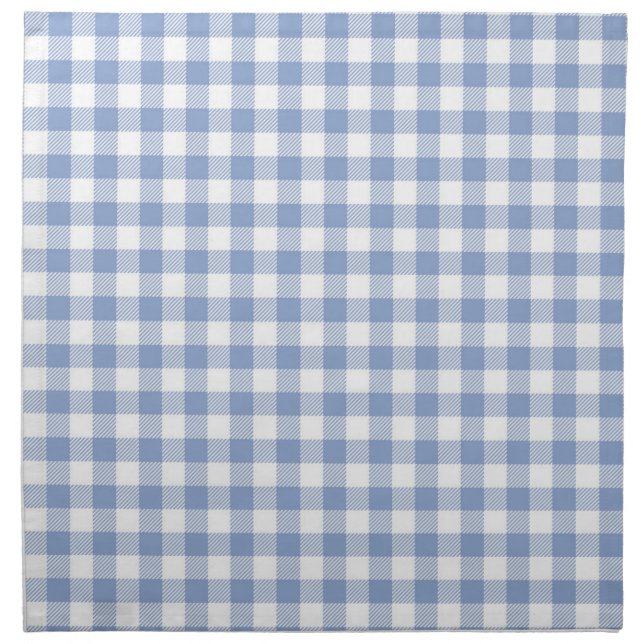Light Blue Gingham Pattern Classic Checkered Print Napkin (Front)