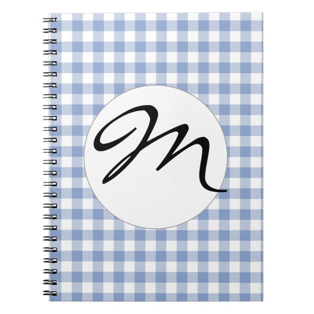 Light Blue Gingham Pattern Classic Checkered Print Notebook (Front)