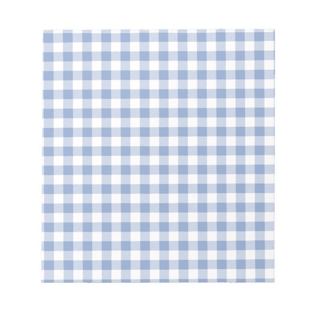 Light Blue Gingham Pattern Classic Checkered Print Notepad (Front)