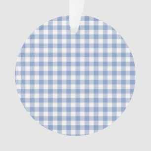 Light Blue Gingham Pattern Classic Checkered Print Ornament