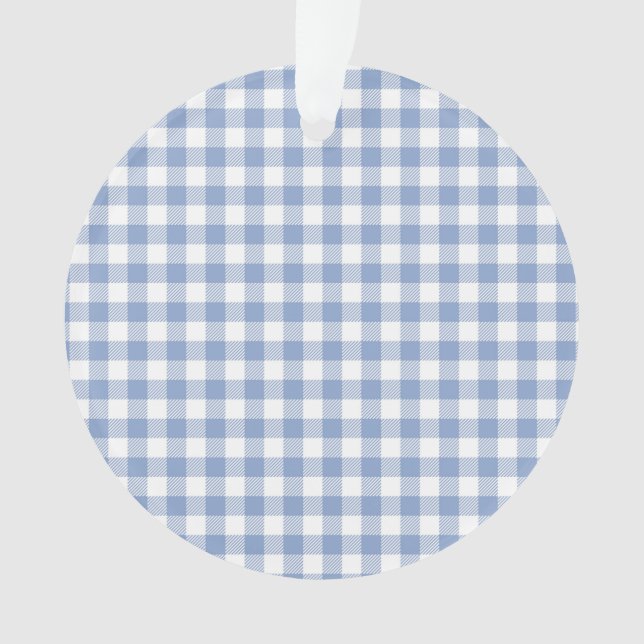 Light Blue Gingham Pattern Classic Checkered Print Ornament (Front)
