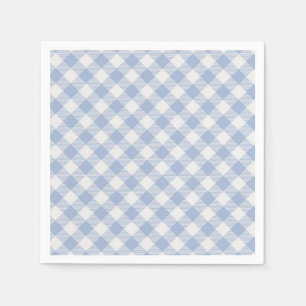 Light Blue Gingham Pattern Classic Checkered Print Paper Napkins