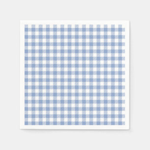 Light Blue Gingham Pattern Classic Checkered Print Paper Napkins