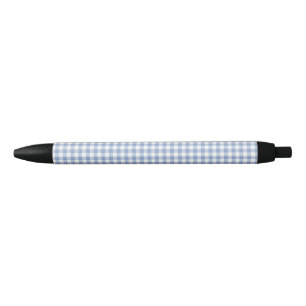 Light Blue Gingham Pattern Classic Checkered Print Pen