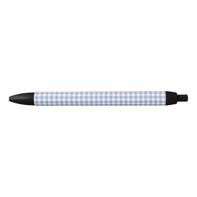 Light Blue Gingham Pattern Classic Checkered Print Pen (Front)