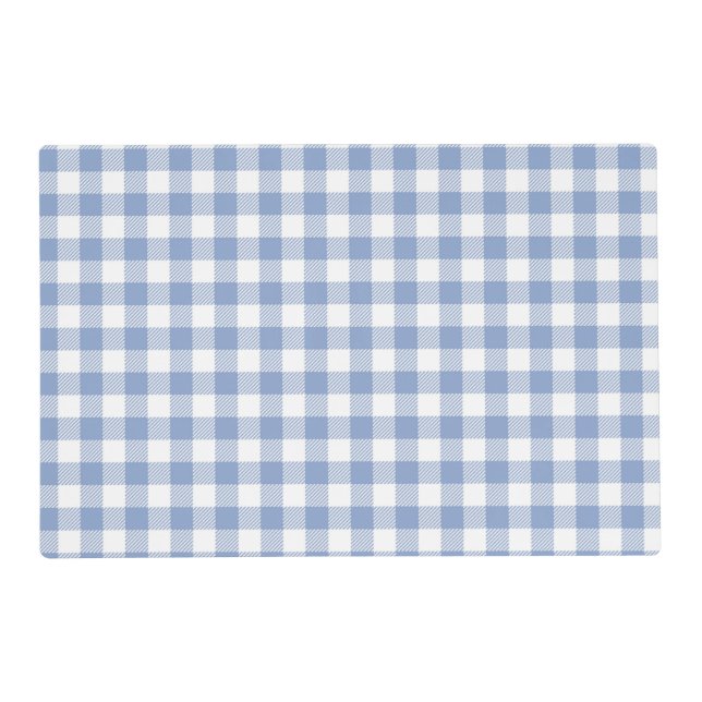 Light Blue Gingham Pattern Classic Checkered Print Placemat (Front)