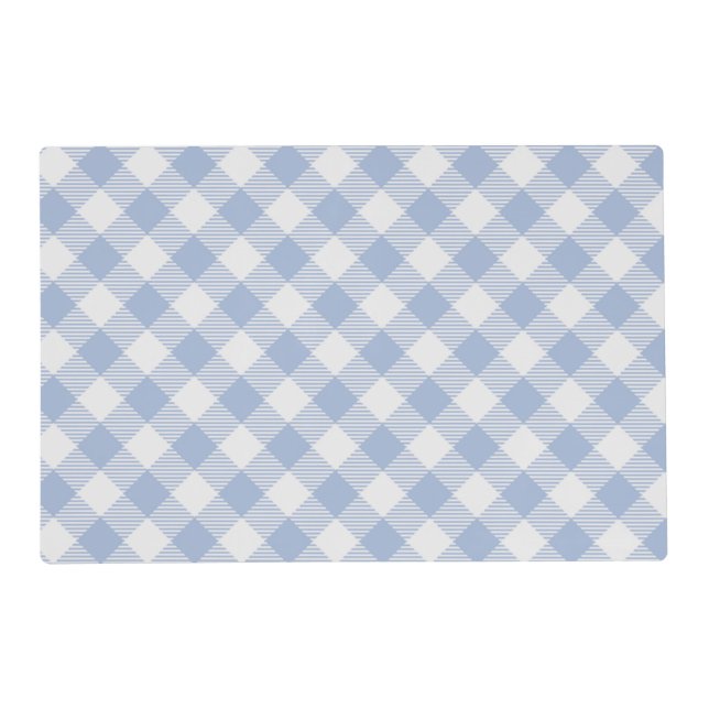 Light Blue Gingham Pattern Classic Checkered Print Placemat (Front)