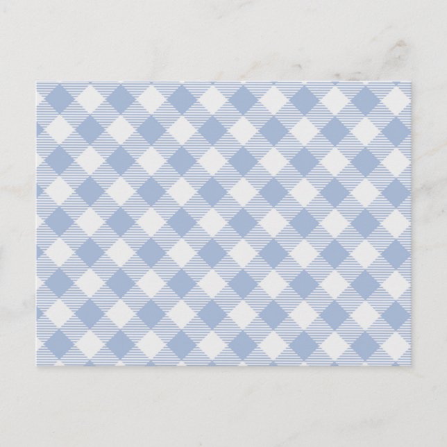 Light Blue Gingham Pattern Classic Checkered Print Postcard (Front)