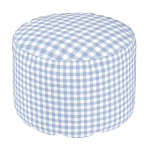 Light Blue Gingham Pattern Classic Checkered Print Pouf