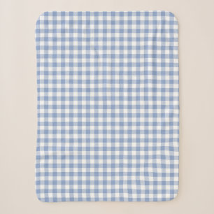 Light Blue Gingham Pattern Classic Checkered Print Sherpa Blanket