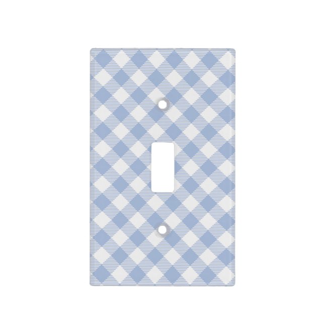 Light Blue Gingham Pattern Classic Checkered Print Switch Cover (Front)